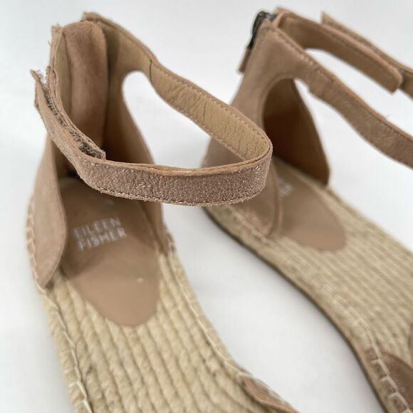 Eileen Fisher Gold Lala Espadrille Flat Ankle Strap Shoes Women’s Size 9.5 - Picture 13 of 14